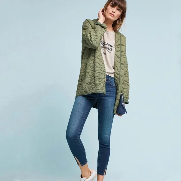 Pilcro And The Letterpress Mid-Rise Skinny Jeans Woman’s Size 30 Blue Slit Hem - Picture 9 of 16